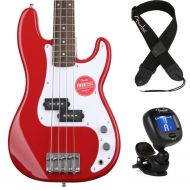 Squier Mini Precision Electric Bass Essentials Bundle - Dakota Red