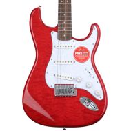 Squier Affinity Series Stratocaster QMT Electric Guitar - Crimson Red Transparent, Sweetwater Exclusive