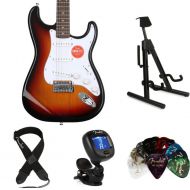 Squier Affinity Stratocaster Essentials Bundle - 3-color Sunburst with Indian Laurel Fingerboard