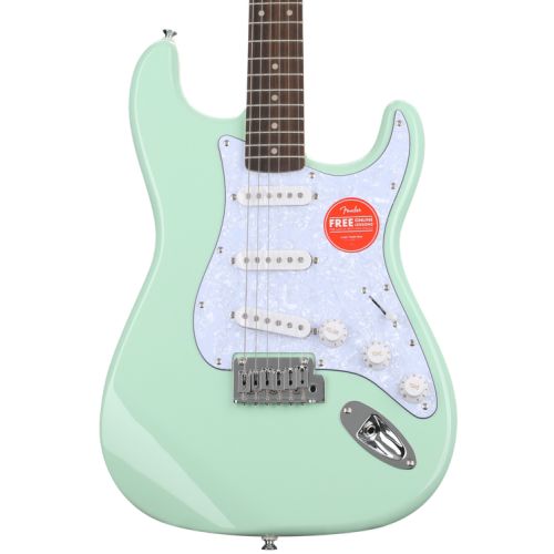  Squier Affinity Series Stratocaster and Frontman 20G Combo Amp Bundle - Surf Green with White Pearloid Pickguard, Sweetwater Exclusive in the USA