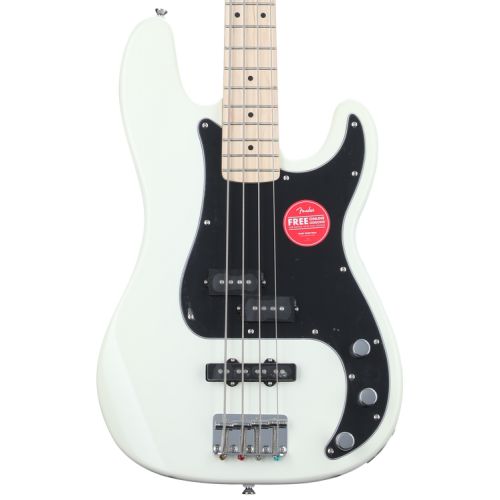  Squier Affinity Series Precision Bass with Gig Bag - Olympic White with Maple Fingerboard