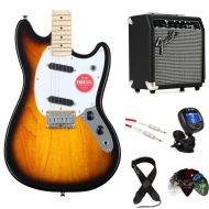 Squier Sonic Mustang Solidbody Electric Guitar and Fender Amp Bundle - 2-color Sunburst