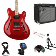 Squier Affinity Starcaster and Fender Frontman 20G Amp Bundle - Candy Apple Red