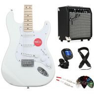 Squier Sonic Stratocaster HT Electric Guitar and Fender Amp Bundle - White