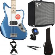 Squier Affinity Series Jaguar Bass and Fender Rumble 25 Amp Essentials Bundle - Lake Placid Blue