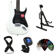 Squier Affinity Stratocaster HH Essentials Bundle - Olympic White with Laurel Fingerboard