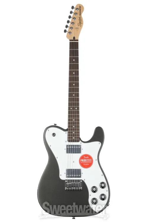  Squier Affinity Series Telecaster Deluxe Electric Guitar Essentials Bundle - Charcoal Frost Metallic with Laurel Fingerboard