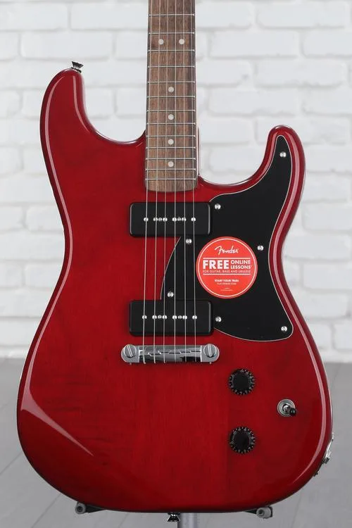 Squier Paranormal Strat-O-Sonic Electric Guitar - Crimson Red Transparent