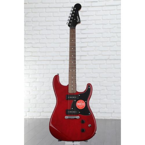  Squier Paranormal Strat-O-Sonic Electric Guitar - Crimson Red Transparent