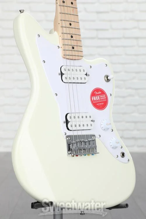  Squier Mini Jazzmaster HH Electric Guitar - Olympic White with Maple Fingerboard