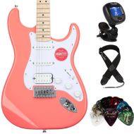 Squier Sonic Stratocaster Electric Guitar Essentials Bundle - Tahitian Coral