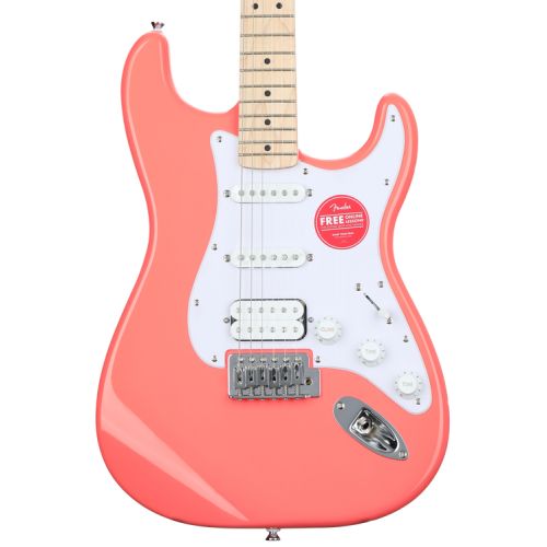  Squier Sonic Stratocaster Electric Guitar Essentials Bundle - Tahitian Coral
