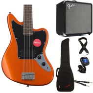 Squier Affinity Series Jaguar Bass H and Rumble 25 Combo Amp Bundle - Metallic Orange, Sweetwater Exclusive