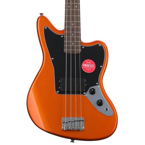  Squier Affinity Series Jaguar Bass H and Rumble 25 Combo Amp Bundle - Metallic Orange, Sweetwater Exclusive