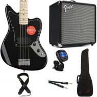 Squier Affinity Series Jaguar Bass and Fender Rumble 25 Amp Essentials Bundle - Black