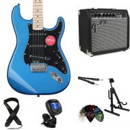 Squier Affinity Series Stratocaster Electric Guitar and Fender Frontman 20G Amp Essentials Bundle - Lake Placid Blue