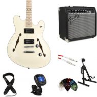 Squier Affinity Starcaster and Fender Frontman 20G Amp Bundle - Olympic White