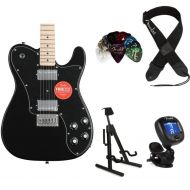 Squier Affinity Series Telecaster Deluxe Electric Guitar Essentials Bundle - Black with Maple Fingerboard