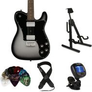 Squier Affinity Series Telecaster Deluxe Electric Guitar Essentials Bundle - Silver Burst, Sweetwater Exclusive