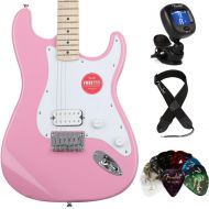 Squier Sonic Stratocaster HT Electric Guitar Essentials Bundle - Flash Pink