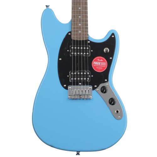  Squier Sonic Mustang HH Solidbody Electric Guitar and Fender Amp Bundle - California Blue