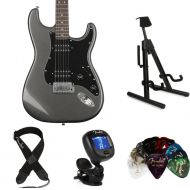 Squier Affinity Stratocaster HH Essentials Bundle - Charcoal Frost with Laurel Fingerboard