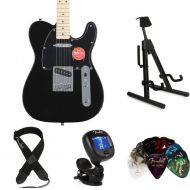 Squier Affinity Series Telecaster Electric Guitar Essentials Bundle - Black, Sweetwater Exclusive
