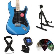 Squier Affinity Stratocaster Essentials Bundle - Lake Placid Blue with Indian Laurel Fingerboard