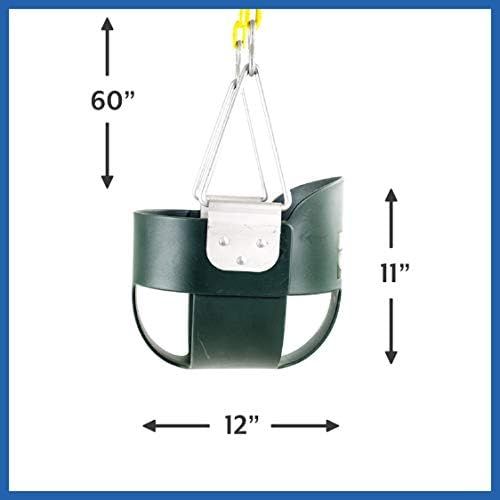  [아마존베스트]Squirrel Products High Back Full Bucket Toddler Swing Seat with Plastic Coated Chains - Swing Set