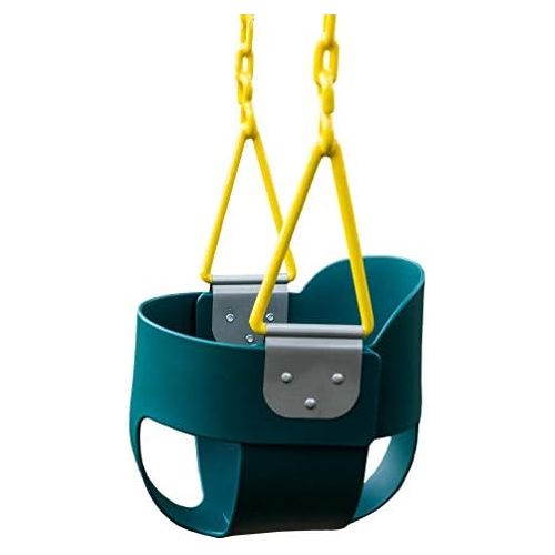  [아마존베스트]Squirrel Products High Back Full Bucket Toddler Swing with Exclusive Chain & Triangle Dip Pinch Protection Technology - Green