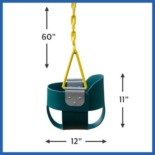  [아마존베스트]Squirrel Products High Back Full Bucket Toddler Swing with Exclusive Chain & Triangle Dip Pinch Protection Technology - Green