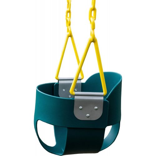  [아마존베스트]Squirrel Products High Back Full Bucket Toddler Swing with Exclusive Chain & Triangle Dip Pinch Protection Technology - Green