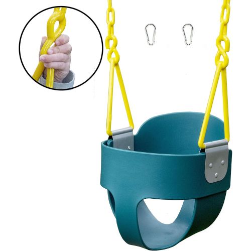  [아마존베스트]Squirrel Products High Back Full Bucket Toddler Swing with Exclusive Chain & Triangle Dip Pinch Protection Technology - Green