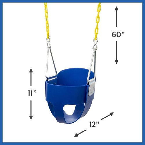  [아마존베스트]Squirrel Products High Back Full Bucket Toddler Swing Seat with Plastic Coated Chains - Swing Set
