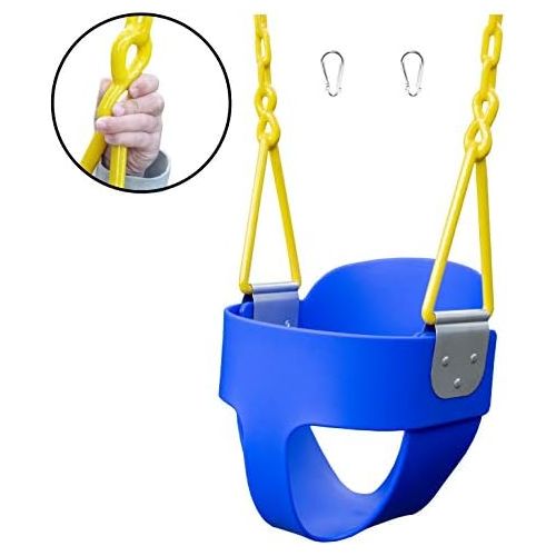  [아마존베스트]Squirrel Products High Back Full Bucket Toddler Swing with Exclusive Chain & Triangle Dip Pinch Protection Technology - Blue