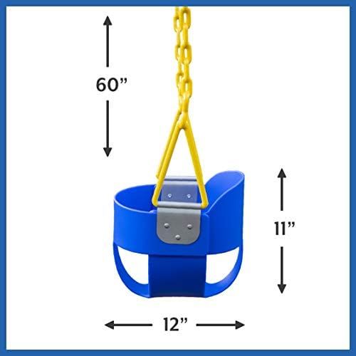  [아마존베스트]Squirrel Products High Back Full Bucket Toddler Swing with Exclusive Chain & Triangle Dip Pinch Protection Technology - Blue