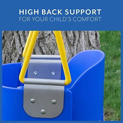  [아마존베스트]Squirrel Products High Back Full Bucket Toddler Swing with Exclusive Chain & Triangle Dip Pinch Protection Technology - Blue