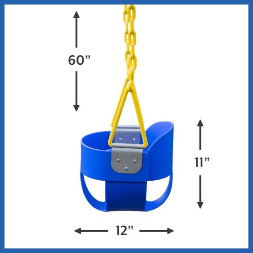  [아마존베스트]Squirrel Products High Back Full Bucket Toddler Swing with Exclusive Chain & Triangle Dip Pinch Protection Technology - Blue