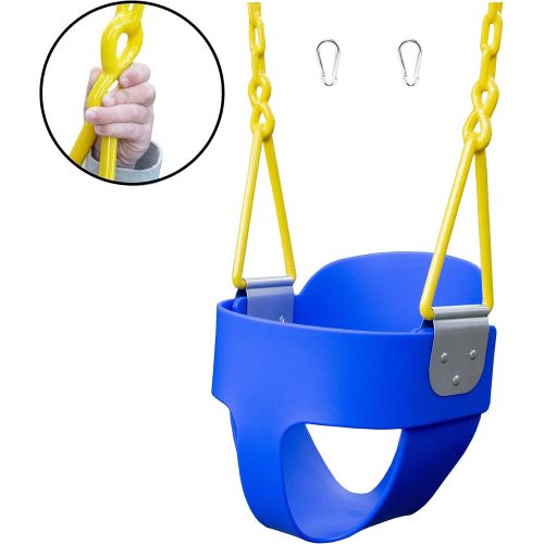  [아마존베스트]Squirrel Products High Back Full Bucket Toddler Swing with Exclusive Chain & Triangle Dip Pinch Protection Technology - Blue