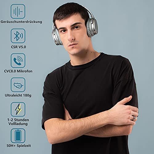  [아마존베스트]Noise cancelling headphones, foldable, wireless, Bluetooth 5.0, Srhythm NC35 over-ear, lightweight, with quick charge, CVC8.0 microphones, mega bass, over 40 hours playtime, low la