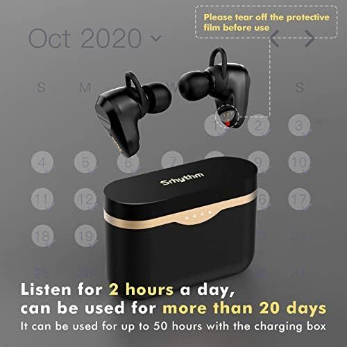  [아마존베스트]Wireless noise cancelling headphones Bluetooth 5.1, Srhythm Soulmate S5 stereo in-ear earphones with 4 microphones, noise isolation, touch control, 50 hours battery life, voice ass