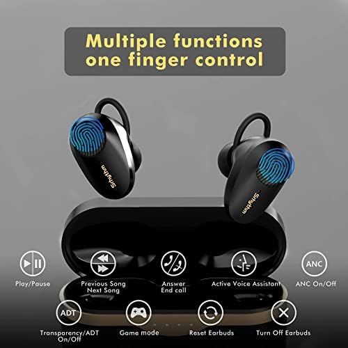  [아마존베스트]Wireless noise cancelling headphones Bluetooth 5.1, Srhythm Soulmate S5 stereo in-ear earphones with 4 microphones, noise isolation, touch control, 50 hours battery life, voice ass