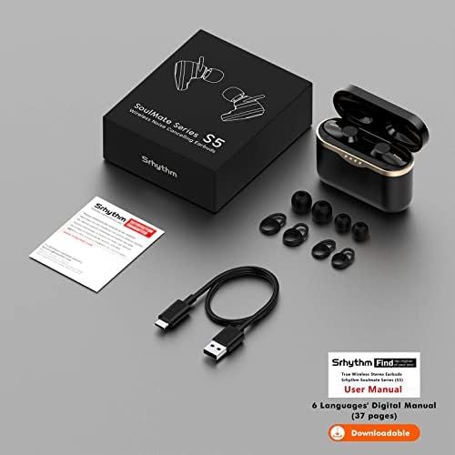  [아마존베스트]Wireless noise cancelling headphones Bluetooth 5.1, Srhythm Soulmate S5 stereo in-ear earphones with 4 microphones, noise isolation, touch control, 50 hours battery life, voice ass