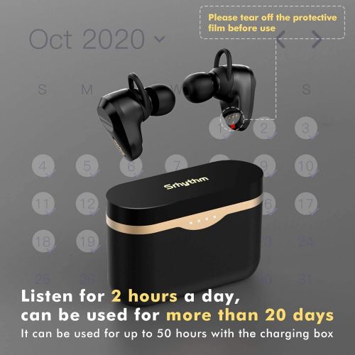  [아마존베스트]Wireless noise cancelling headphones Bluetooth 5.1, Srhythm Soulmate S5 stereo in-ear earphones with 4 microphones, noise isolation, touch control, 50 hours battery life, voice ass