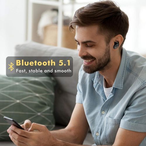  [아마존베스트]Wireless noise cancelling headphones Bluetooth 5.1, Srhythm Soulmate S5 stereo in-ear earphones with 4 microphones, noise isolation, touch control, 50 hours battery life, voice ass
