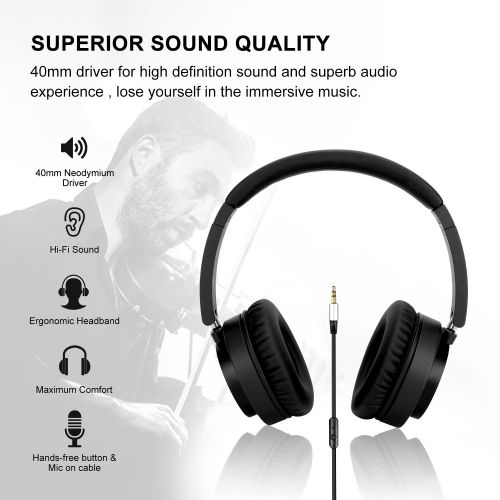  Active Noise Cancelling Headphones, Srhythm Wired On-Ear Headset with Microphone, Hi-Fi Stereo Deep...