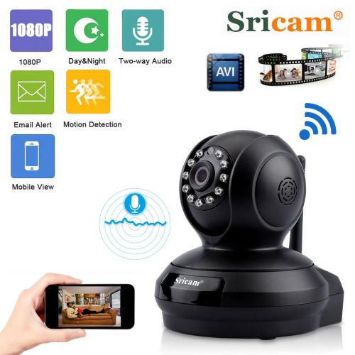  Sricam 4332027141 SP012 Wireless IP Security Camera Pan Tilt 720P WiFi Network P2P App Support Onvif Night Vision 2 Way Audio, White