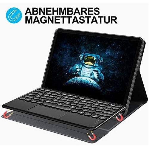  [아마존베스트]Sross Keyboard for iPad Air 4, Wireless Illuminated Bluetooth QWERTZ iPad Air 4th Generation 10.9 Inch 2020 Keyboard, Tempered Glass + Case with Keyboard for iPad Air 4th Gen 10.9