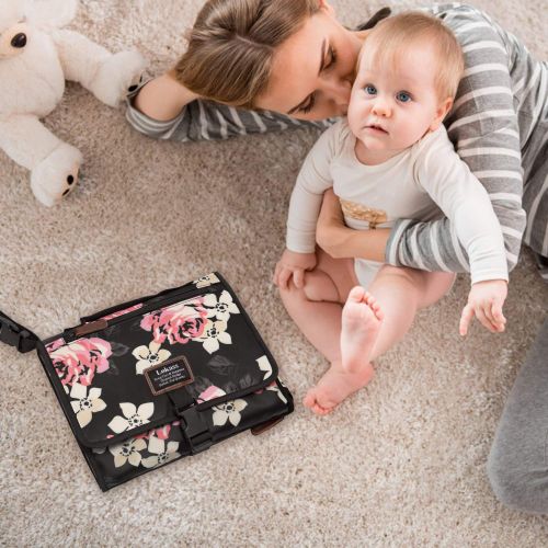  Srotek Portable Baby Changing Pad Lightweight Floral Diaper Clutch with Strap for Mom,Peony