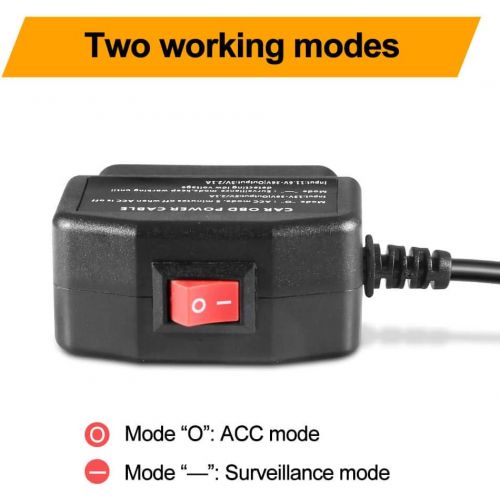  [아마존베스트]OBD2 OBD Power Cable for Dash Camera, Ssontong OBD to Mini USB OBDII Adapter Hardwire Charger Cable 24 Hours Surveillance and Acc Two Mode